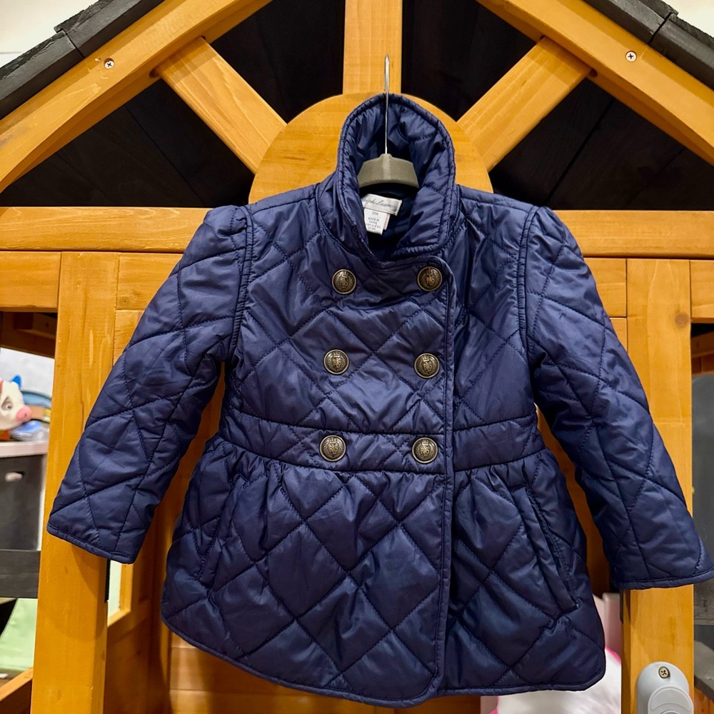 Ralph Lauren Double-Breasted Kids Puffer Jacket in Navy